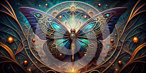 Enchanting Black Line Art Butterfly Macro A Mystical Design for Tattoo Prints and Digital Art photo