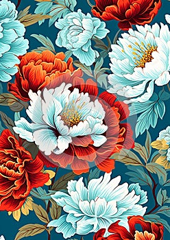 Enchanting Blooms: A Vibrant Fusion of Blue, Red, and White Flor