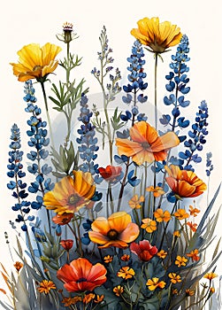 Enchanting Blooms: A Vibrant Vase Illustration of Princess Delph