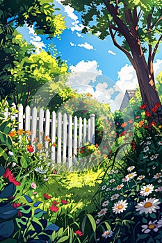 Enchanting Blooms: A Whimsical Garden Fence in Full Bloom