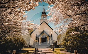 An enchanting chapel surrounded by the trees