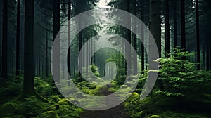 Enchanting Dark Green Forest: Uhd Nature-inspired Art