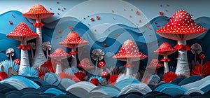 Enchanting Depths: A Vibrant Wonderland of Swirling Red Mushroom