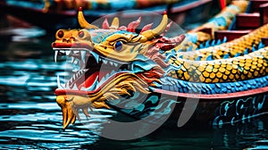 Enchanting Dragon Boat Pageantry in China - Generative AI photo