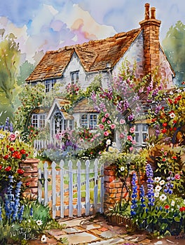 Enchanting English Cottage Garden: A Wet Technique Wonderland