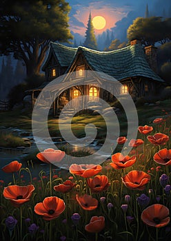 Enchanting Escape: A Virtual Room Illustration of a Springtime H