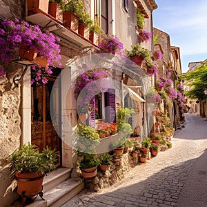 Enchanting European Charm: Intricate Stone Building in a Quaint Village