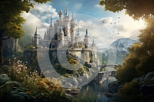 Enchanting Fairytale castle. Generate Ai