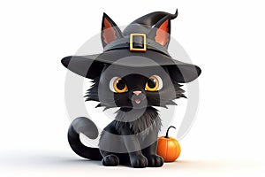 Enchanting feline charms 3d cartoon witch black cat with pumpkin