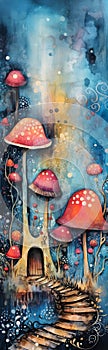 Enchanting Forest: A Canvas of Mushroom, Fireflies, and Intercon