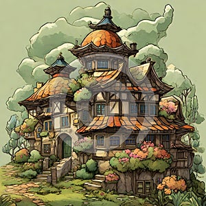 Enchanting Forest Cottage: A Fairy Tale Illustration