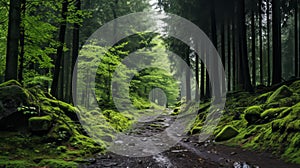Enchanting Forest Path: A Romanticized Journey Through Nature\'s Beauty photo