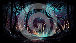Enchanting Forest: Vibrant Colors and Mysterious Beauty of Nature photo