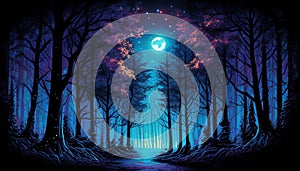 Enchanting Forest: Vibrant Colors and Mysterious Beauty of Nature photo