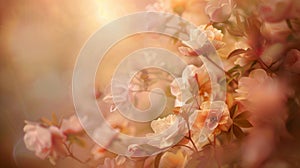 Enchanting Golden Hour Blooms - Serene Sunset Floral Background