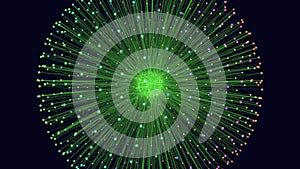 Enchanting green network glowing lines and dots illuminate a grid system