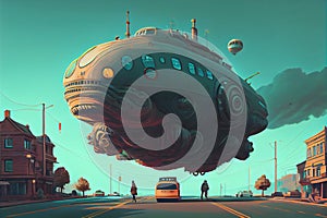 An enchanting illustration of a fantastical levitating vehicle, ready to transport you to a world of imagination and