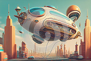 An enchanting illustration of a fantastical levitating vehicle, ready to transport you to a world of imagination and