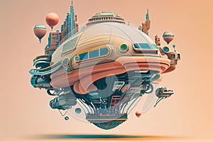 An enchanting illustration of a fantastical levitating vehicle, ready to transport you to a world of imagination and