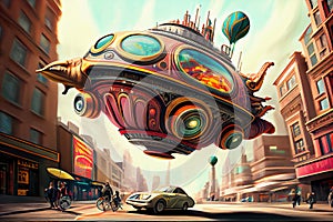 An enchanting illustration of a fantastical levitating vehicle, ready to transport you to a world of imagination and