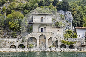 The enchanting Lake Scanno, seen from above, with its characteristic heart shape photo