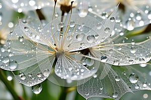 An enchanting macro capture of a dandelion seed head