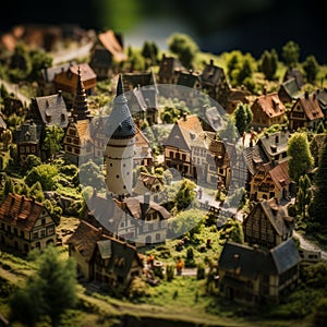 Enchanting Medieval Village Diorama with charming houses