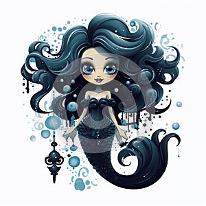 Enchanting Mermaid in Tim Burton Style AI Generated