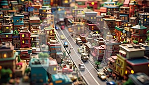 Enchanting Miniature Cityscapes, 3D Diorama Collection Realistic Photography created with AI photo