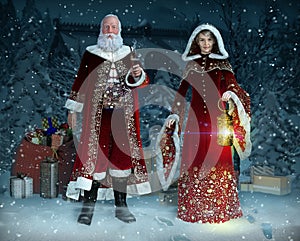 Enchanting Mr and Mrs Santa Claus at Christmas Evening photo