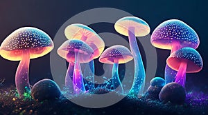 Enchanting Neon Mushrooms: Unveiling the Mysteries of Microorganism Growth.