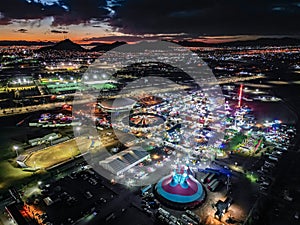 Enchanting Night: Aerial View of Chihuahua City and Santa Rita Fair