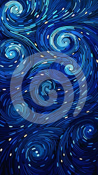 Enchanting Night: A Celestial Symphony of Blue Swirls, Starry Sk