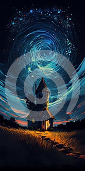 The Enchanting Night: A Tale of Swirling Vortex Energy and Wizardry
