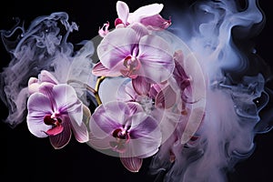 Enchanting Orchids flower smoke. Generate Ai