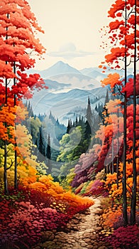 Enchanting Oregon: A Hanging Scroll of Fall\'s Majestic Beauty in