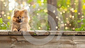 Enchanting pomeranian puppy displaying irresistibly cute pose with charmingly fluffy demeanor photo