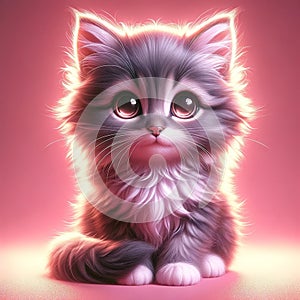 An enchanting portrait of a fluffy kitten