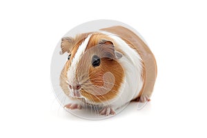 An enchanting portrayal of a guinea pig on a pristine white background