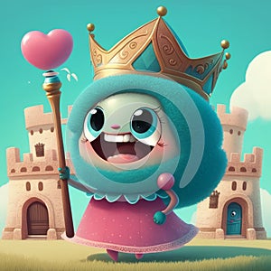 Enchanting Princess with Castle & Scepter - High Detail Pixar Style