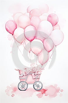 Enchanting Princess: A Whimsical Illustration of a Baby Carriage