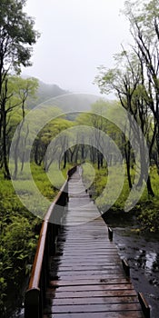 Enchanting Rainforest Boardwalk: A Mori Kei Inspired Journey Into Nature\'s Serenity