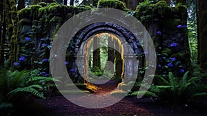 Enchanting Realm: Mysterious Dark Portal in Ancient Forest