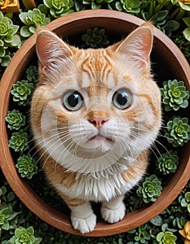 Enchanting Scene: A Fluffy Orange Kitten Curiously Gazes by the Window photo