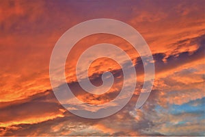 Enchanting sky with red clouds