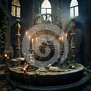 Enchanting Spellcasting: Witches and Wizards Weaving Magic in a Medieval Chamber