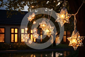 Enchanting starshaped lanterns hanging in a