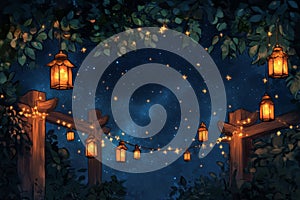 Enchanting Sukkah Under Starry Sky photo