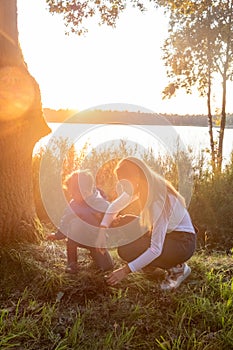 Enchanting Sunset Exploration: Mother and Son Bonding