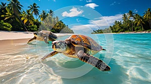 Enchanting Sunset Nesting: Sea Turtles in Pristine Paradise